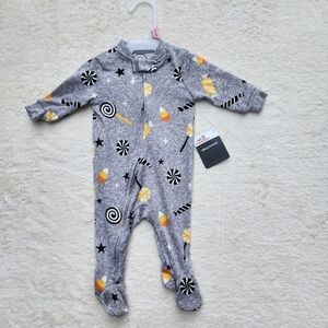 New Boy and Girl Gray Black Orange Candy Halloween footed Pajama various sizes